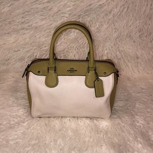 sage green and ivory coach purse